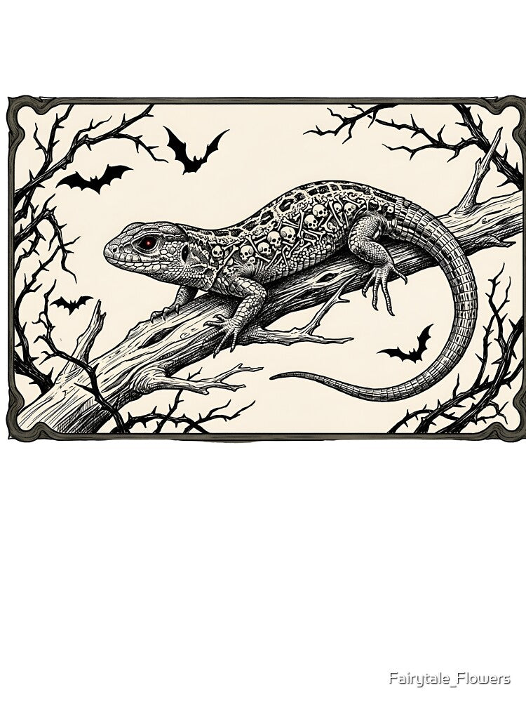 Gothic Lizard Skulls Dark Nature Branch by Fairytale_Flowers
