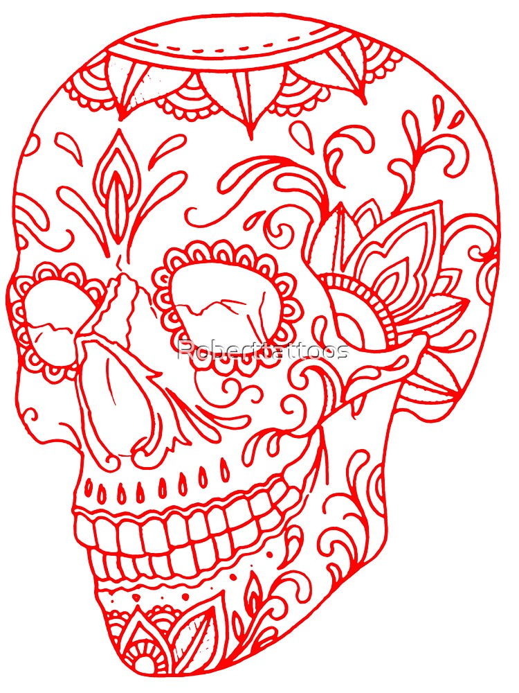 Red Sugar Skull by Roberttattoos