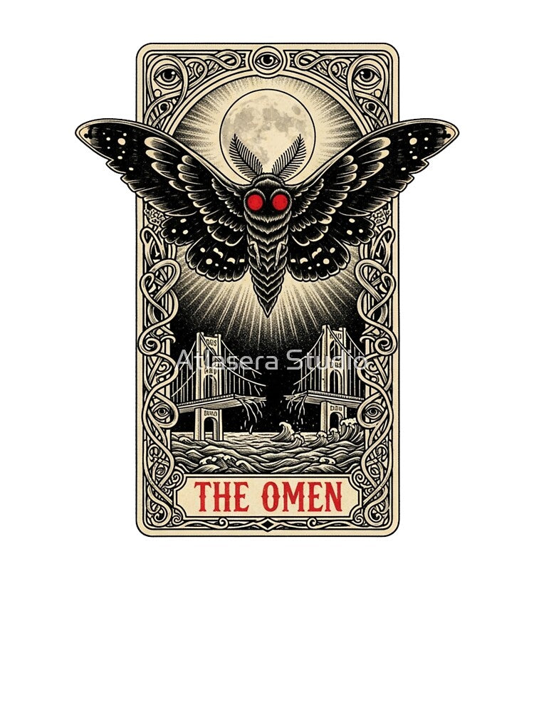 The Omen Mothman Tarot - Gothic Cryptid Card T-Shirt by Atlasera Studio