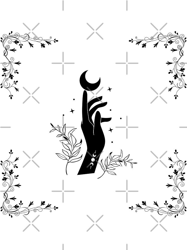 Mystical Moonlit Floral Hand Design by JSMidnightCreations