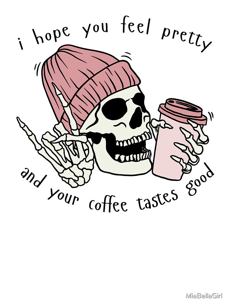 Coffee Lover Cute Skull Art by MiaBellaGirl