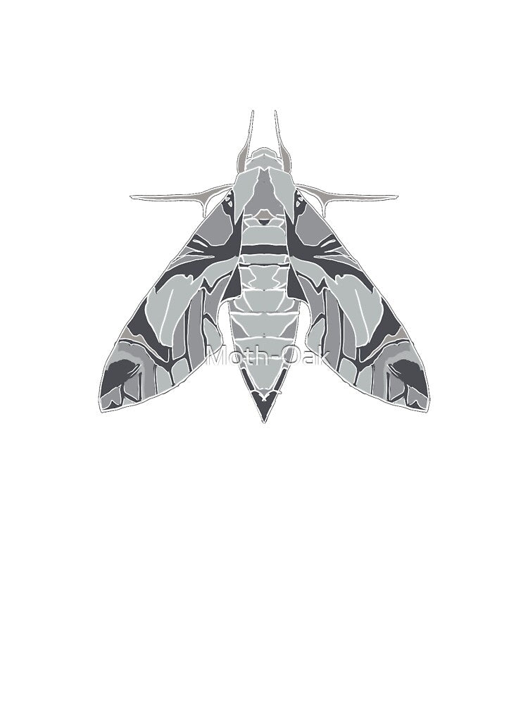 inverted oleander Moth black and white by Moth-Oak
