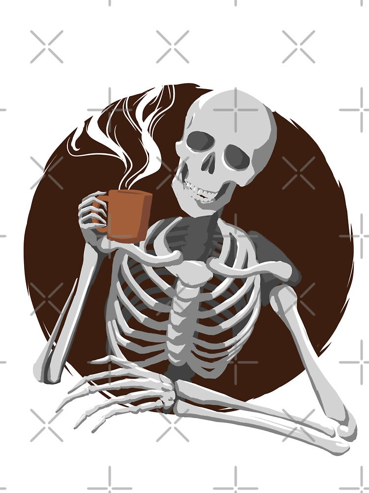 Skeleton Drinking Coffee by Ric Gilar