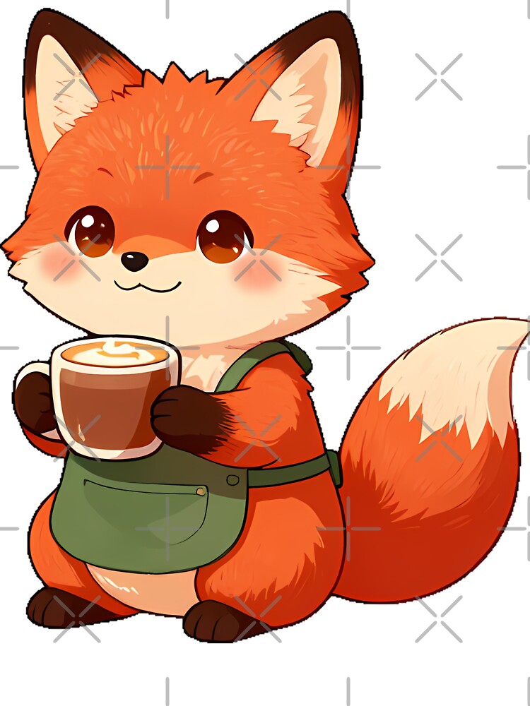 Cute Fox Barista with Hazelnut Mocha Coffee Icon by pumsquare
