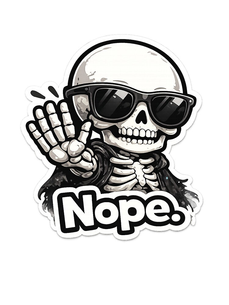 Funny Skeleton Nope Sticker | Cool Skull with Sunglasses Stop Hand by SkeletonMood