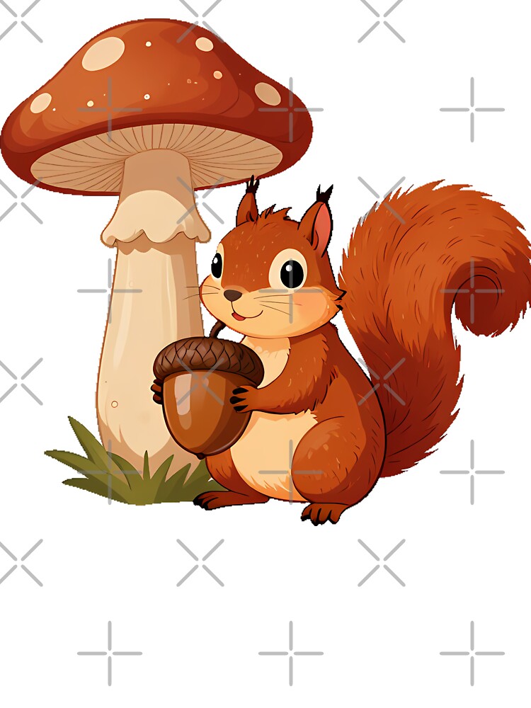 Squirrel with Acorn and Mushroom by pumsquare