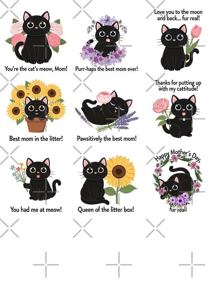 You Are the Cats Meow Mom — Sweet Black Cat Floral Mother's Day Collection by JessArty ⭐⭐⭐⭐⭐