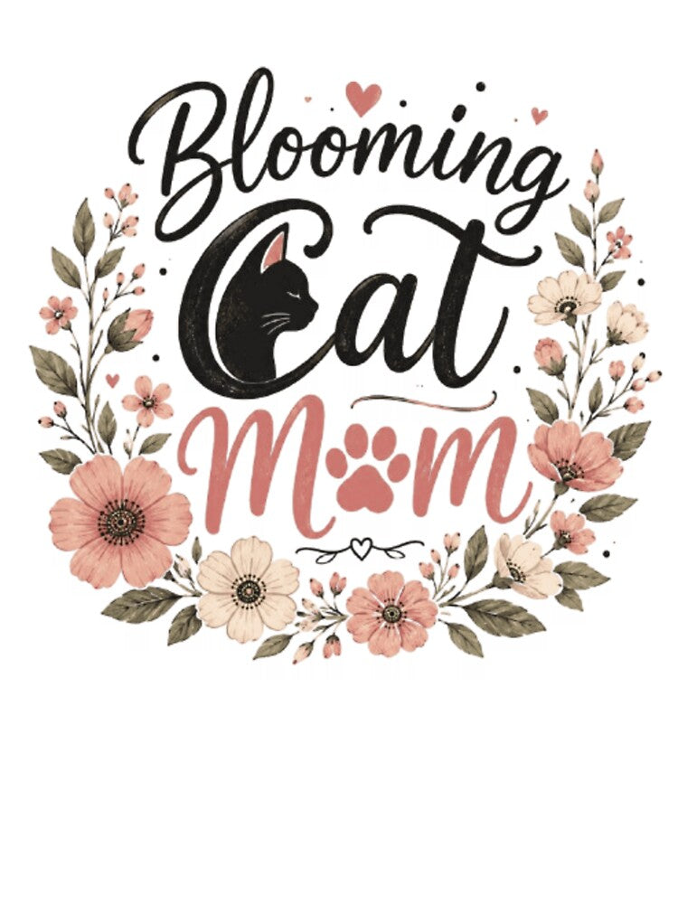 Blooming Cat Mom Floral Cute Cat Lover Retro T-Shirt by 1PRINTORA1