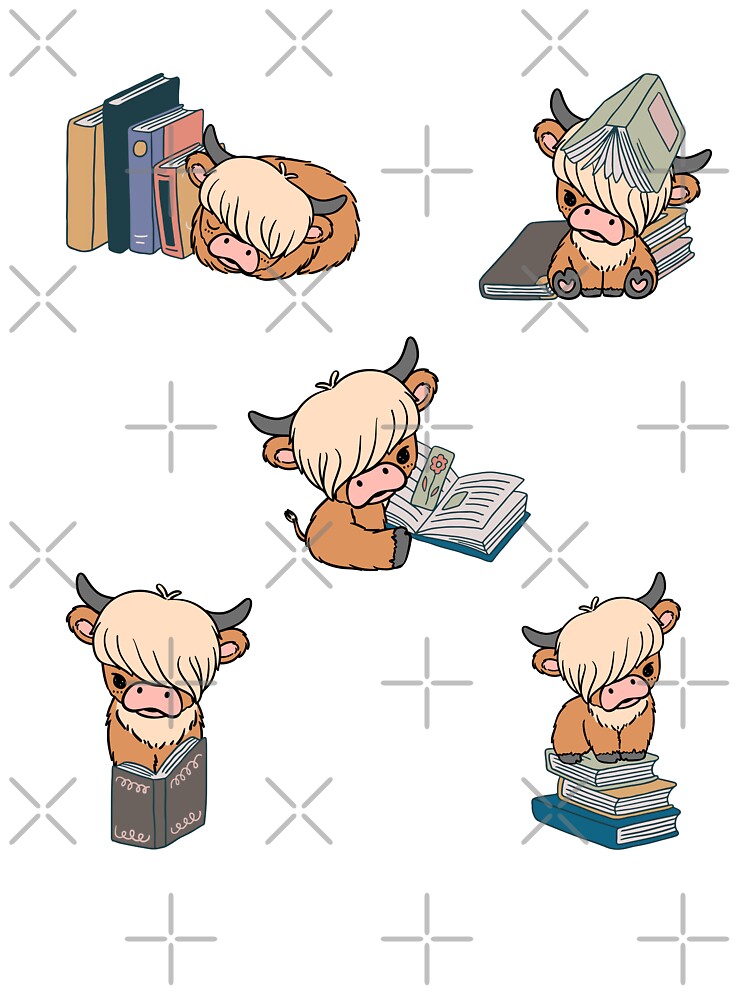 Baby Highland Cows Reading Books by TheAnimalZ00