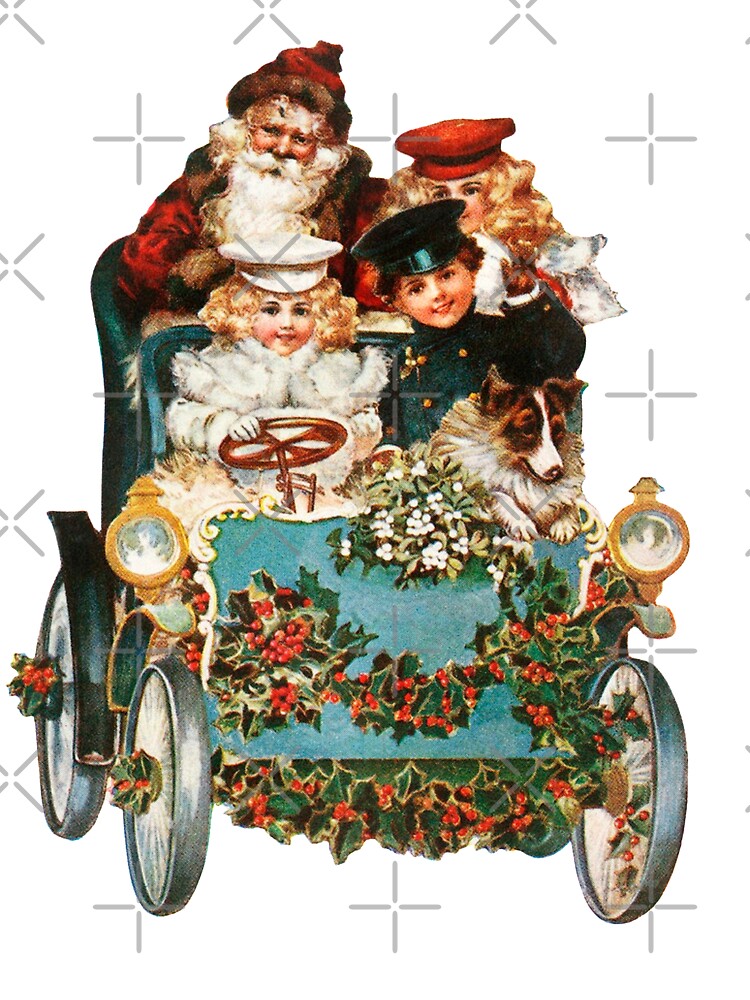 A Happy Christmas (ca.1900s). Vintage Xmas Santa Car by IMPHives