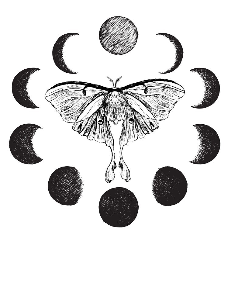 Moth in Moon Design by illicitcowboy