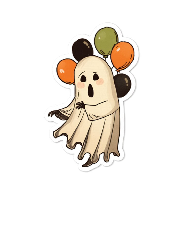 Adorable Retro Ghost | Cute Halloween Sticker by luxedigitalnest