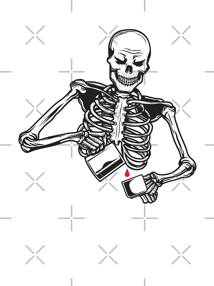Skeleton Drinking Coffee by Albatrozz