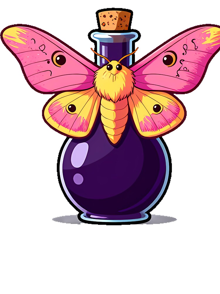Rosy Maple Moth with Potion Vial by IllumeInk