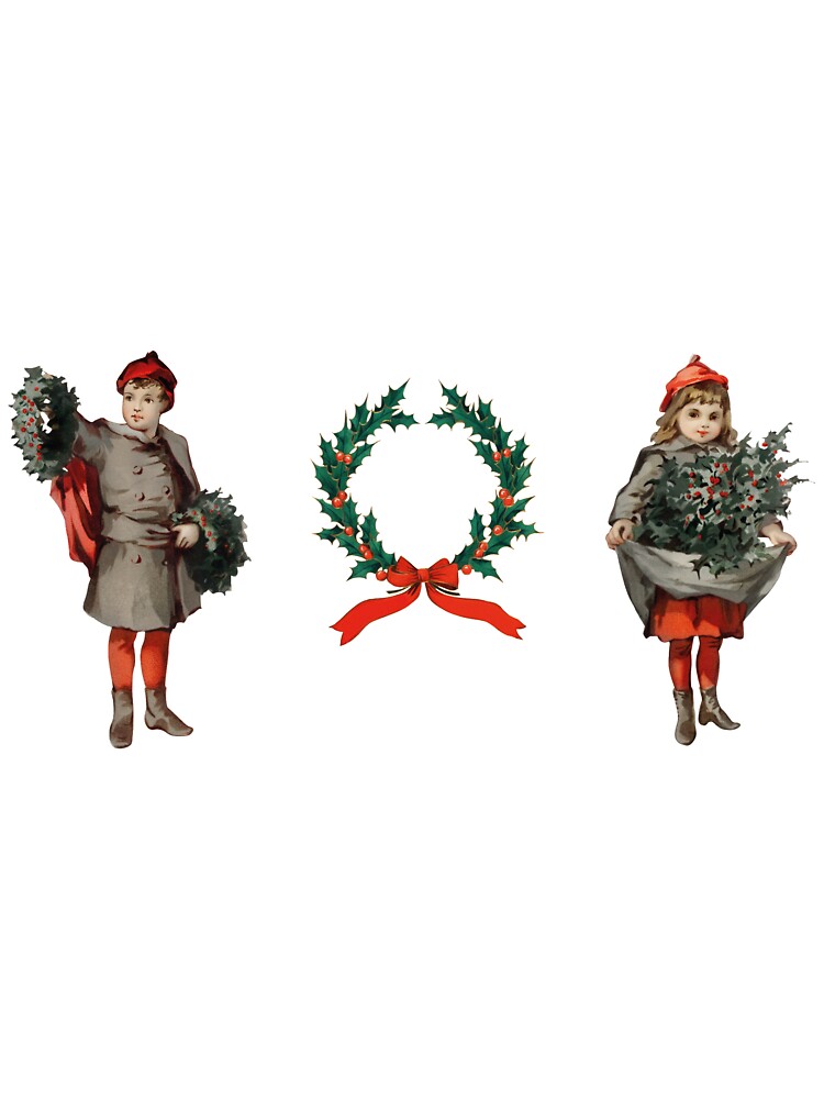 Vintage Christmas Children With Flowers by OneAction