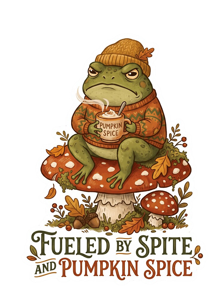 Fueled By Spite And Pumpkin Spice Funny Fall Frog by PANCOSS