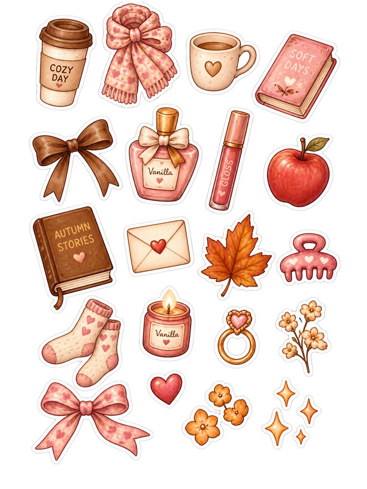 Cozy Autumn Aesthetic Pattern with Books and Leaves by NinaVibeStudio