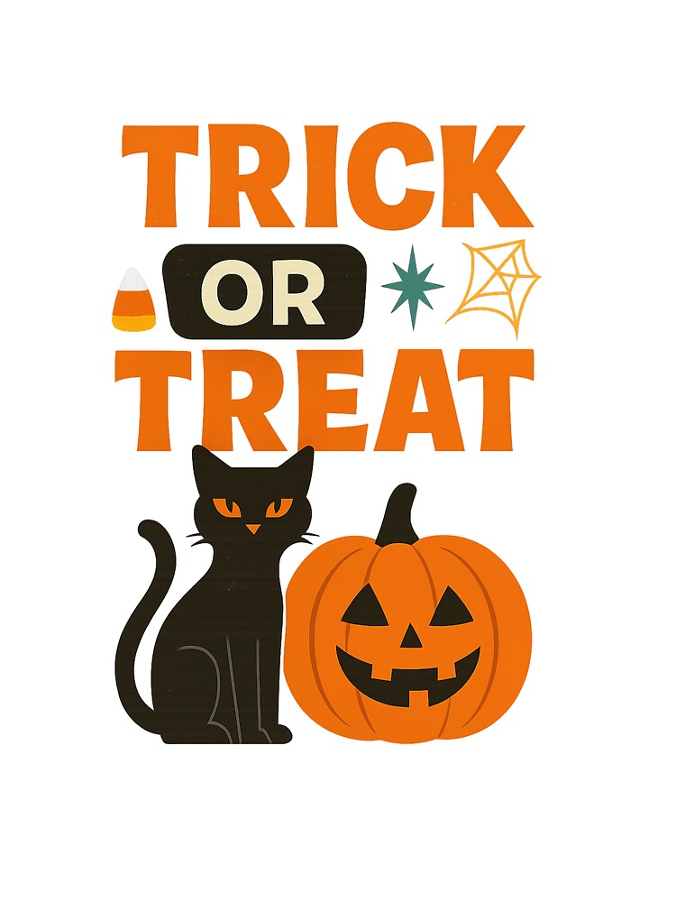 Retro Black Cat with Pumpkin – Vintage Halloween Trick or Treat Graphic by FluffyCreative