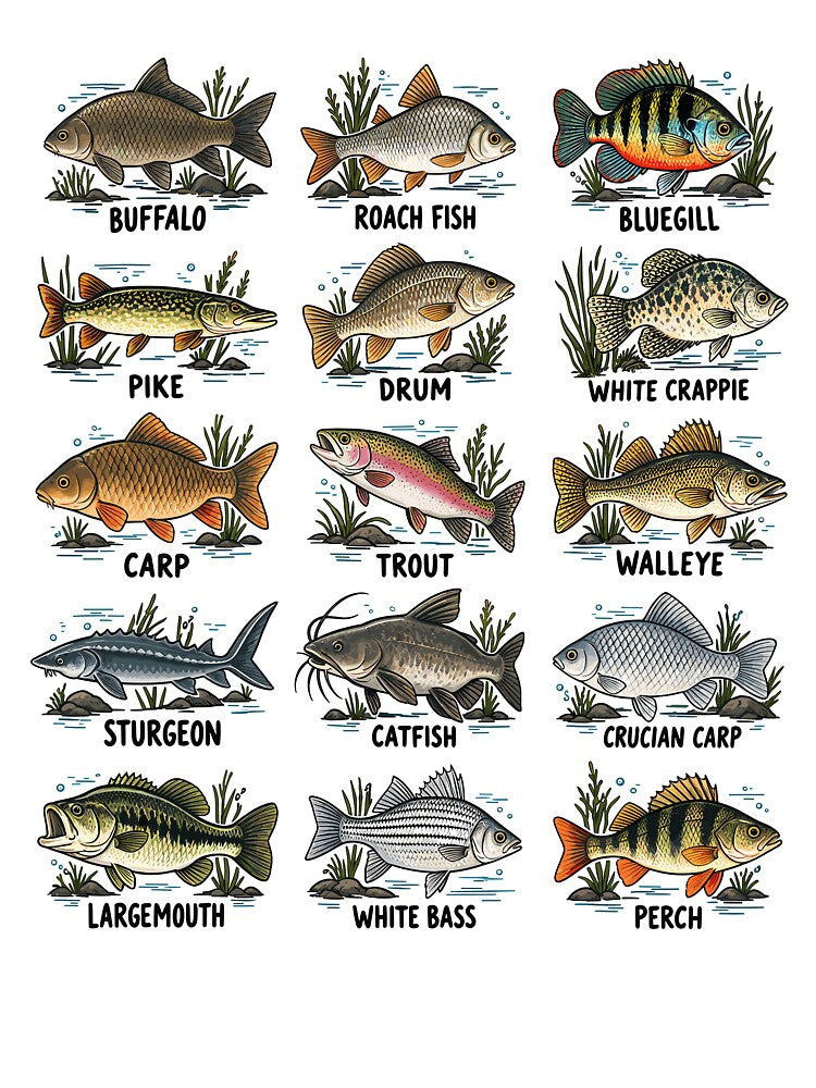 Fresh Water River Fish Species Fishing Chart by roni-harbor