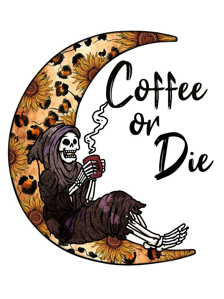 Skull on the moon holding coffee by Coffee-prince