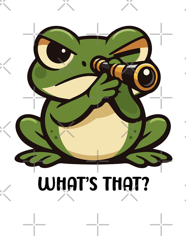 Funny Frog Cartoon Looking Through Telescope by stylishdzign
