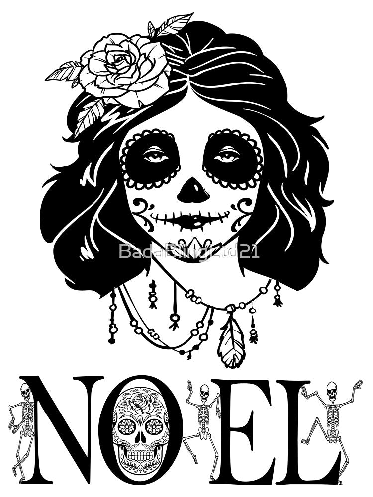 Sugar Skull Lovely Shares Christmas NOEL Greeting by BadaBlingLtd21