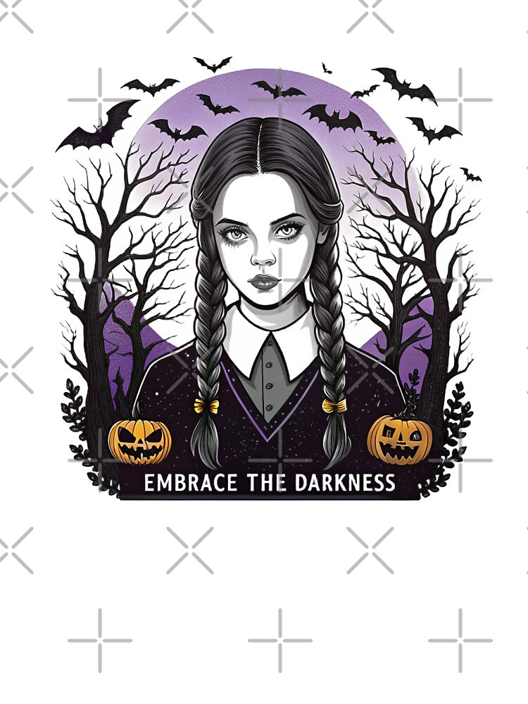 Gothic Dark Girl with Bats, Pumpkins and Haunted Trees by VETRO⭐