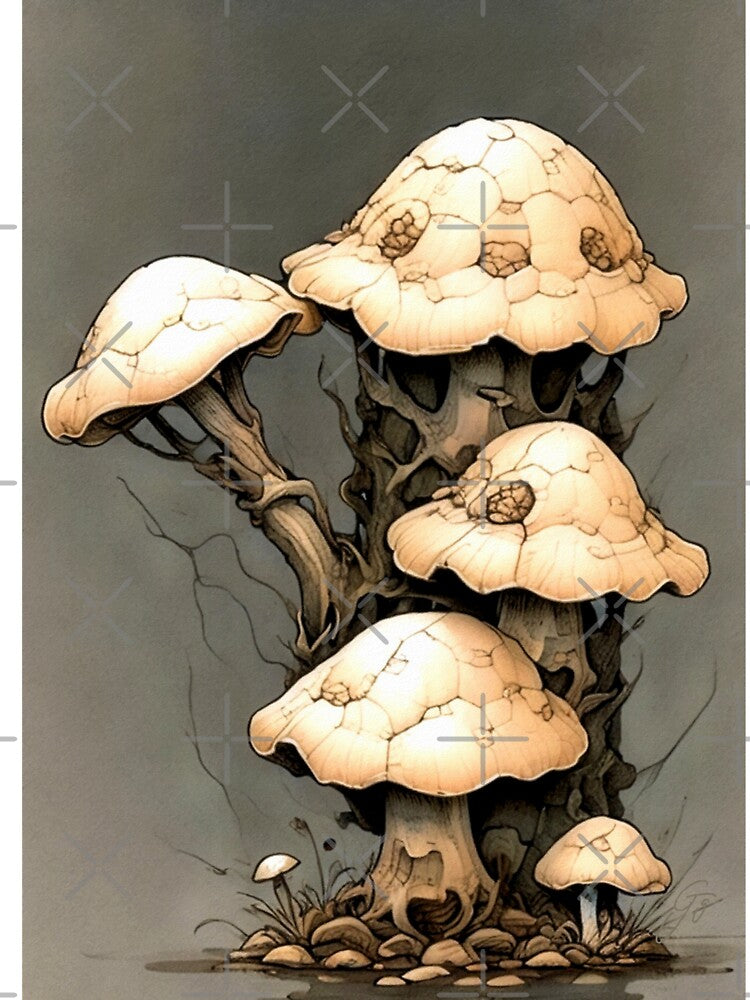 mushroom ensemble by Garrulus glandarius