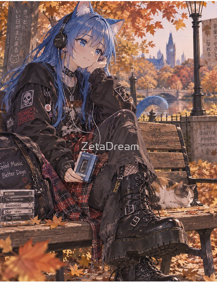 Grunge Catgirl in Golden Autumn Aesthetic by ZetaDream