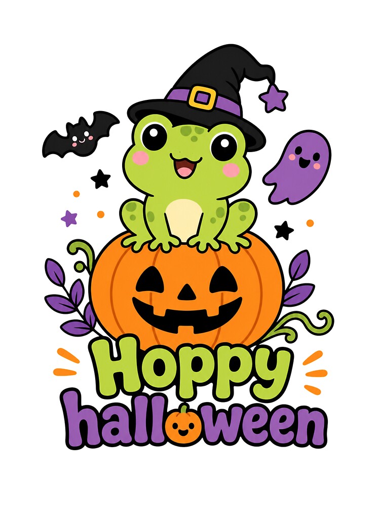 Hoppy Halloween Frog - Cute Spooky Season Halloween Sticker by VisualArtsOasis