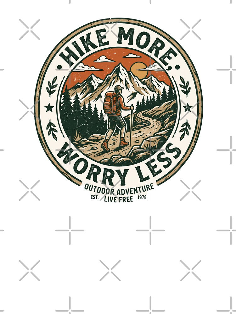 Hike More Worry Less - Outdoor Adventure by RetroTrailCo