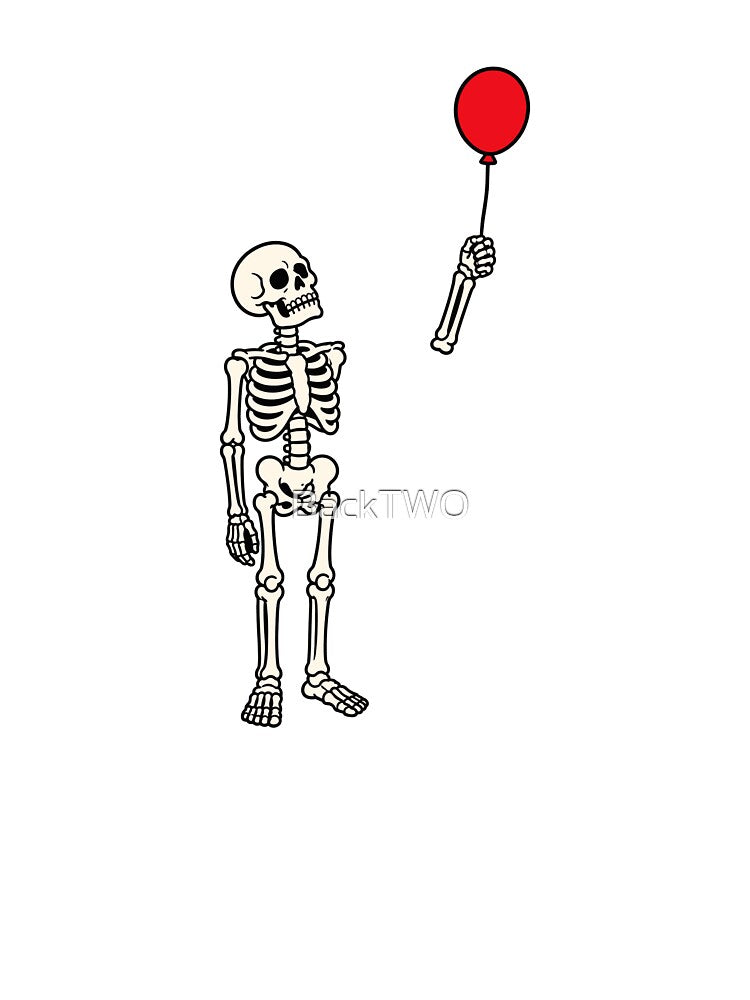 Skeleton Holding Red Balloon Funny by BackTWO