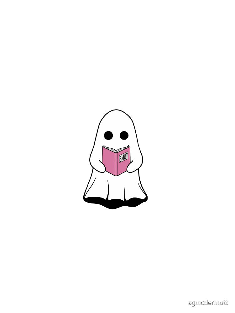 Cartoon Ghost Reading Pink by sgmcdermott