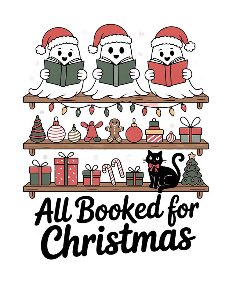 All Booked For Christmas, Cute Ghost Reading Book Xmas by HaileyRobel