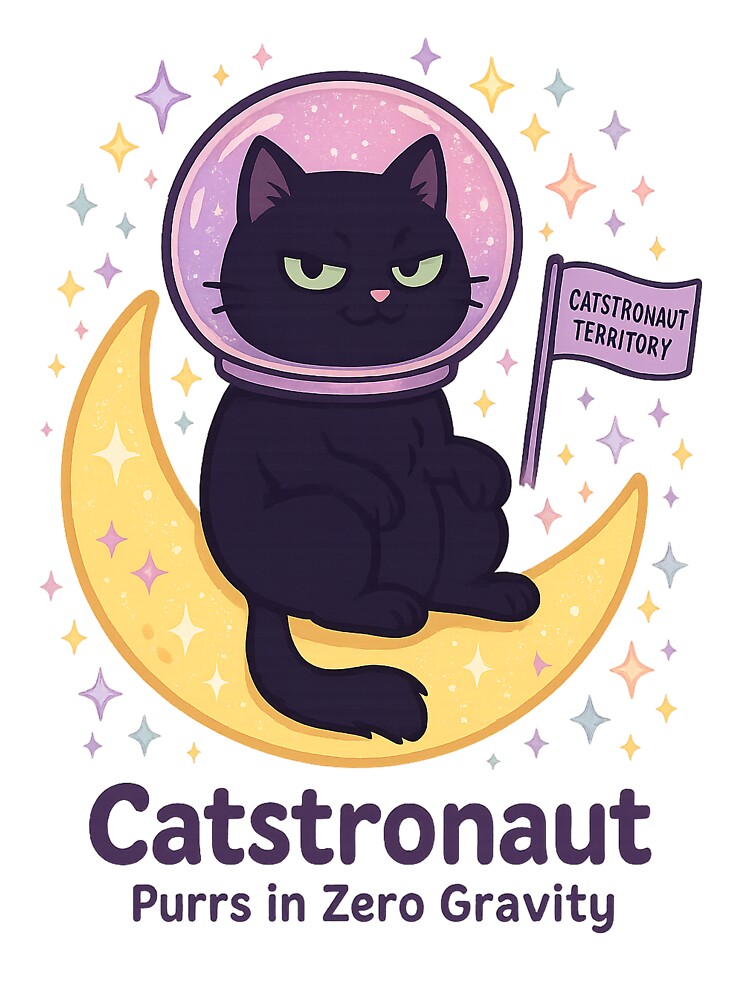 Catstronaut Black Cat – Cute Space Kitty Moon Design for Cat Lovers by Rushurban