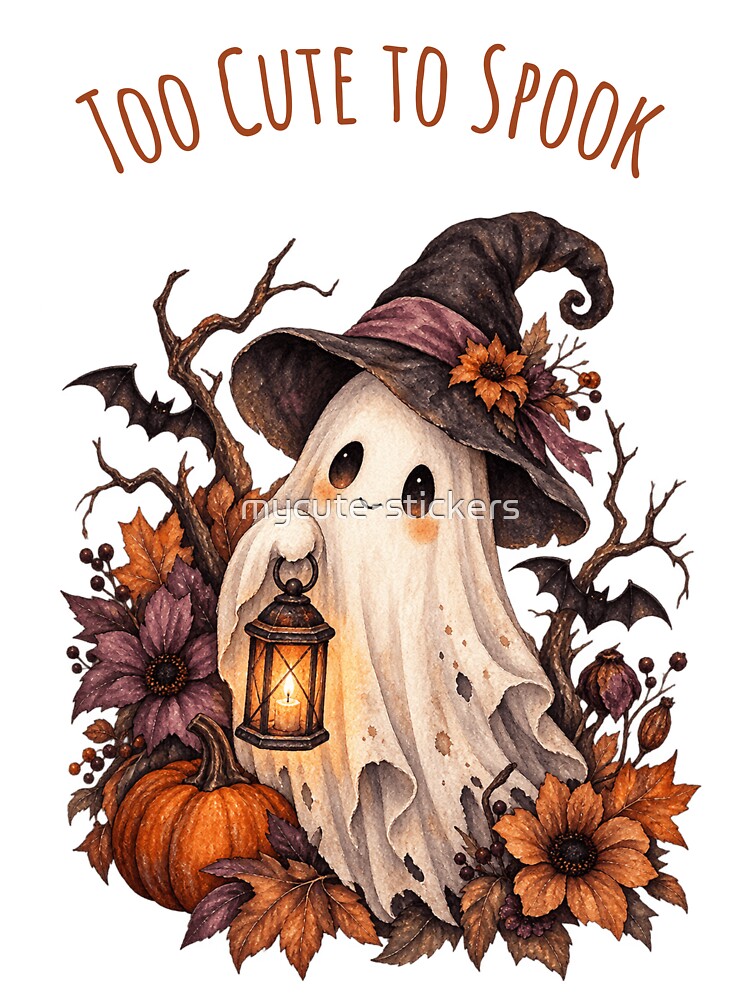 Too Cute to Spook Halloween Ghost by mycute-stickers