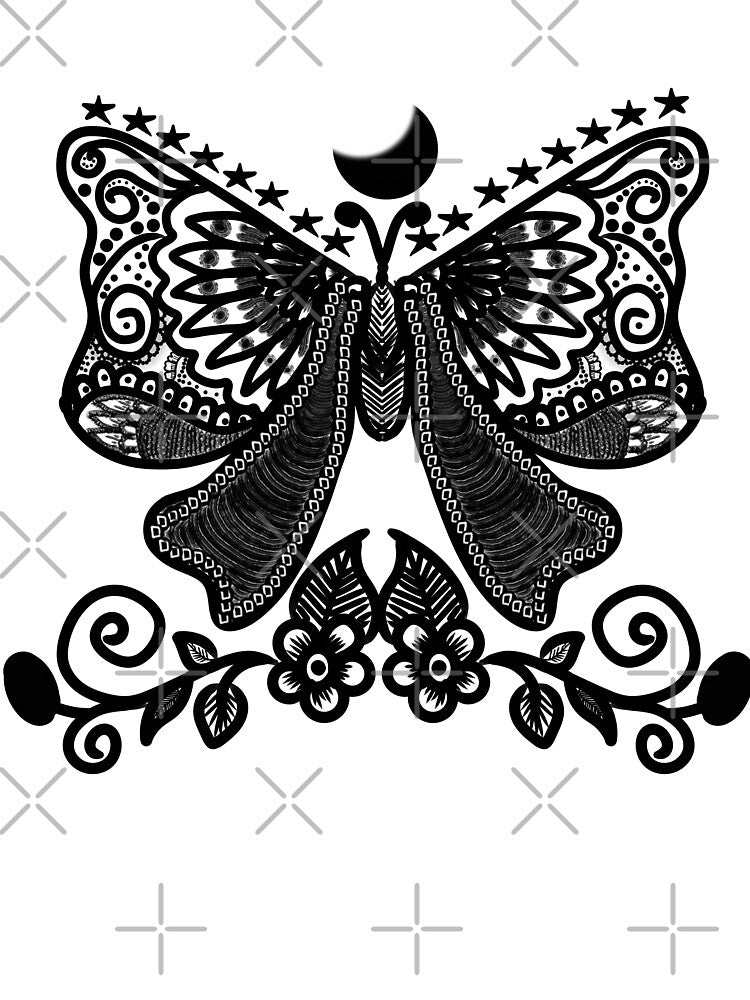 Mystical Luna Moth | Celestial Gothic Insect Art | Boho Moon Design by HopeAndHustle