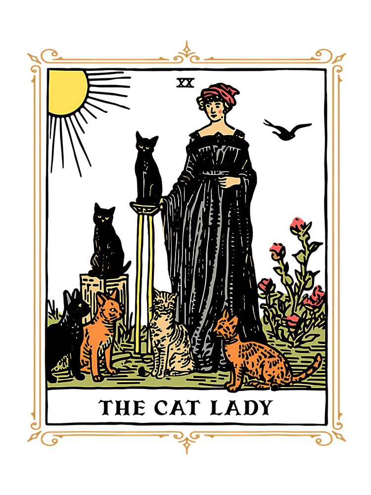 The Cat Lady Tarot Card Vintage Gothic Cat Women Cat Mom T-Shirt by SyncSusscess