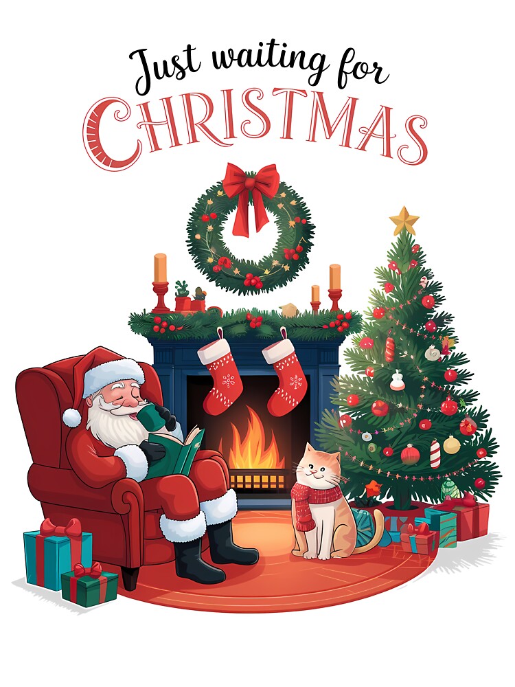 Santa's Cozy Christmas Eve by the Fireplace by TomxDesign