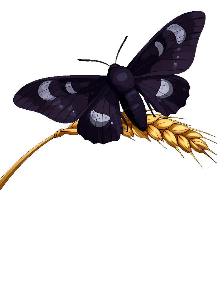 Dark Moth on Wheat Stalk by IllumeInk