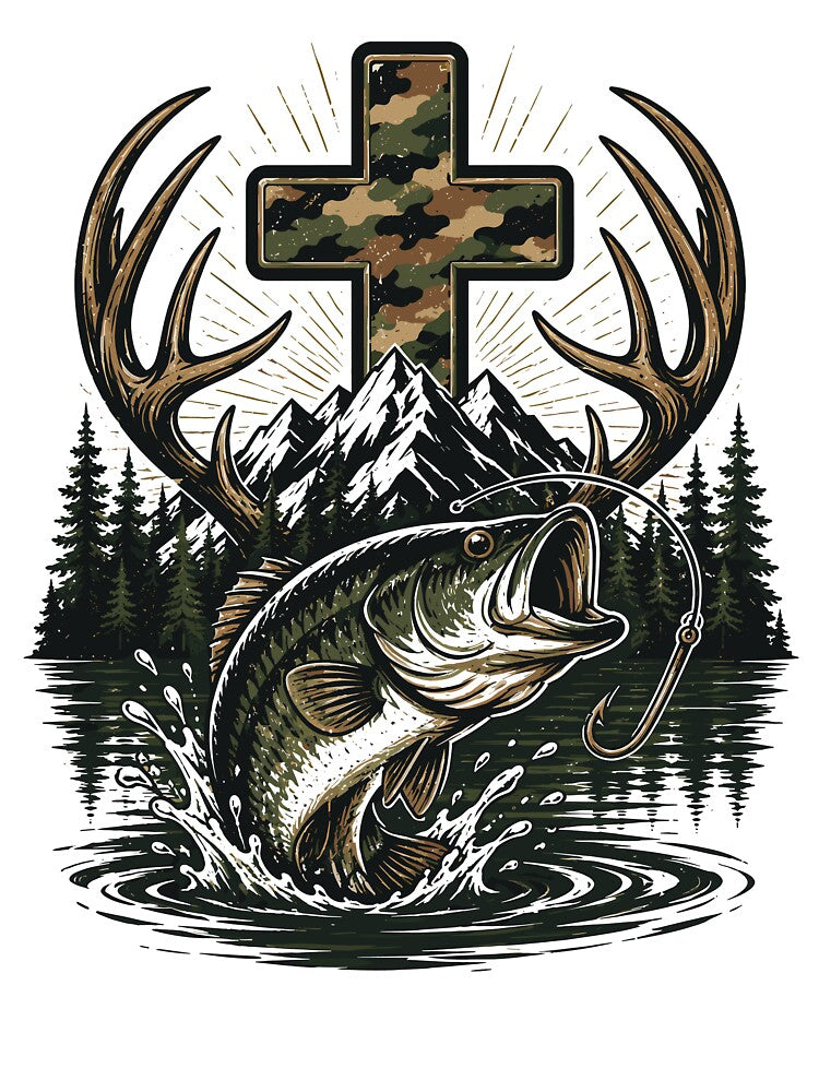Jesus Christian Hunting Fishing Faith Outdoor by roni-harbor
