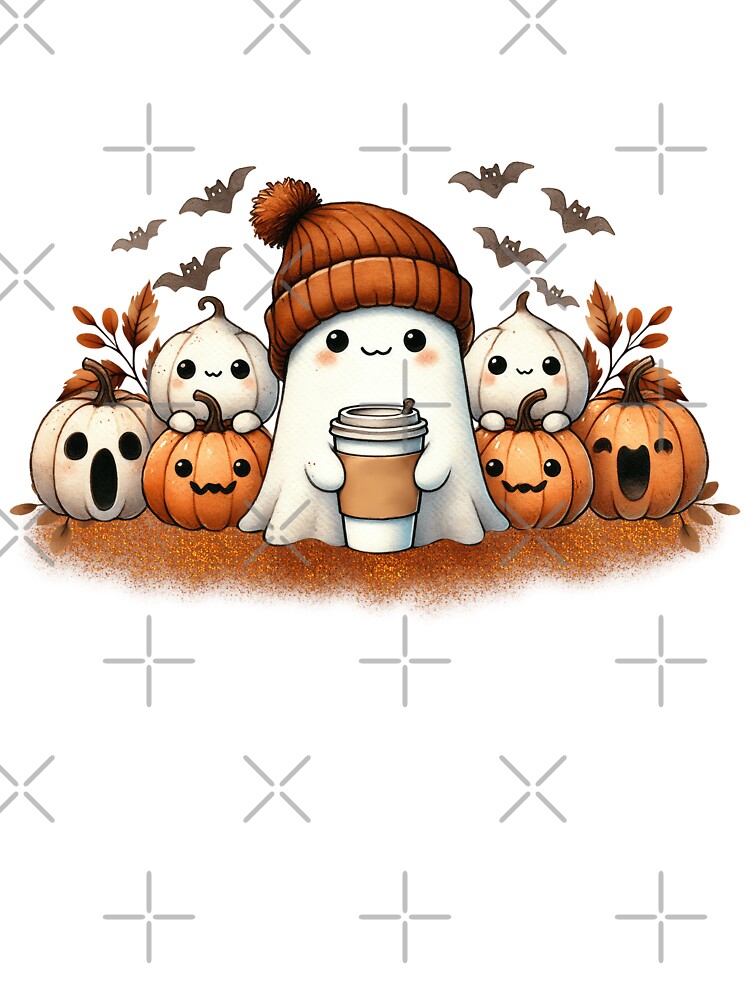 Cute Fall Ghost with beanie by amorprint