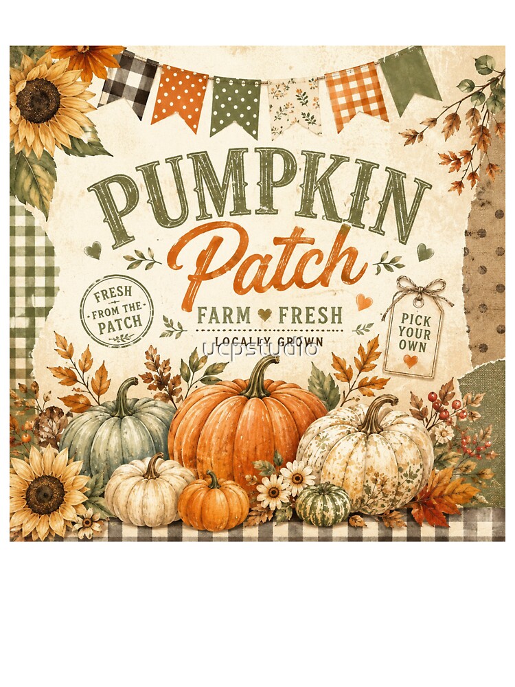 Vintage Pumpkin Patch Fall Harvest by ucpstudio