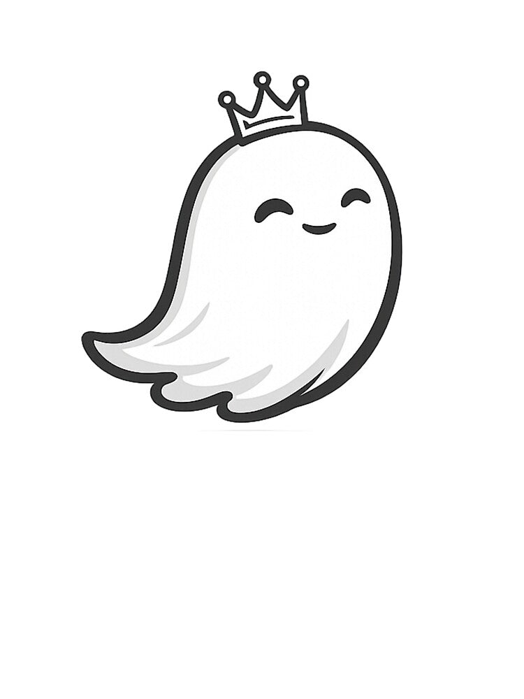 Rey Boo Cute Ghost with Crown | Kawaii Royal Ghost Sticker by BlackBoneArt