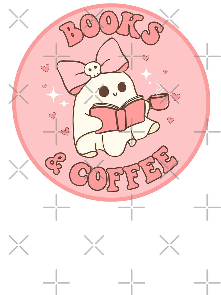 Cute ghost reading and drinking coffee by T&C Finesse