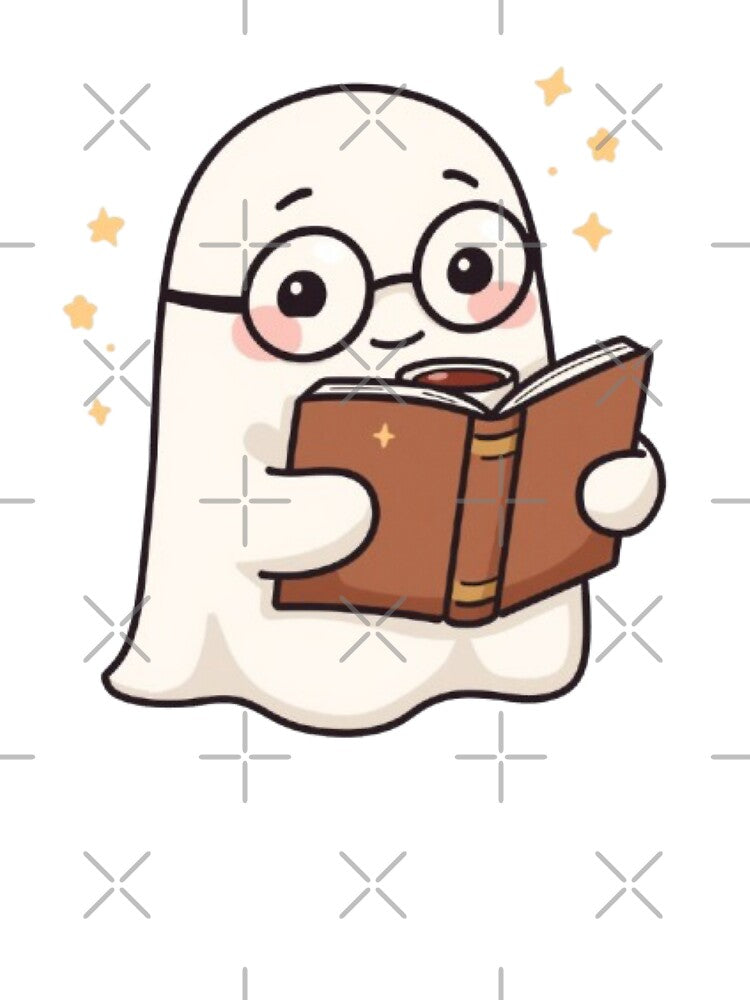 Cute Ghost Reading Book Kawaii Sticker | Cozy Book Lover Ghost by Stylestickers55