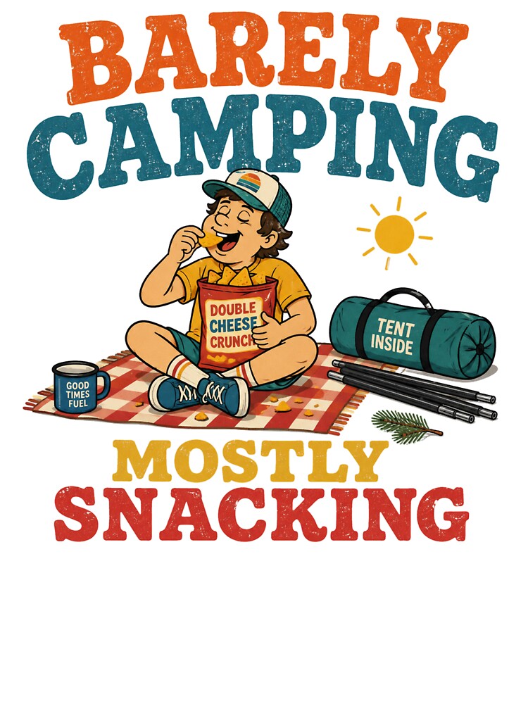 Barely Camping Mostly Snacking Summer Camping t-shirt by TWYtees