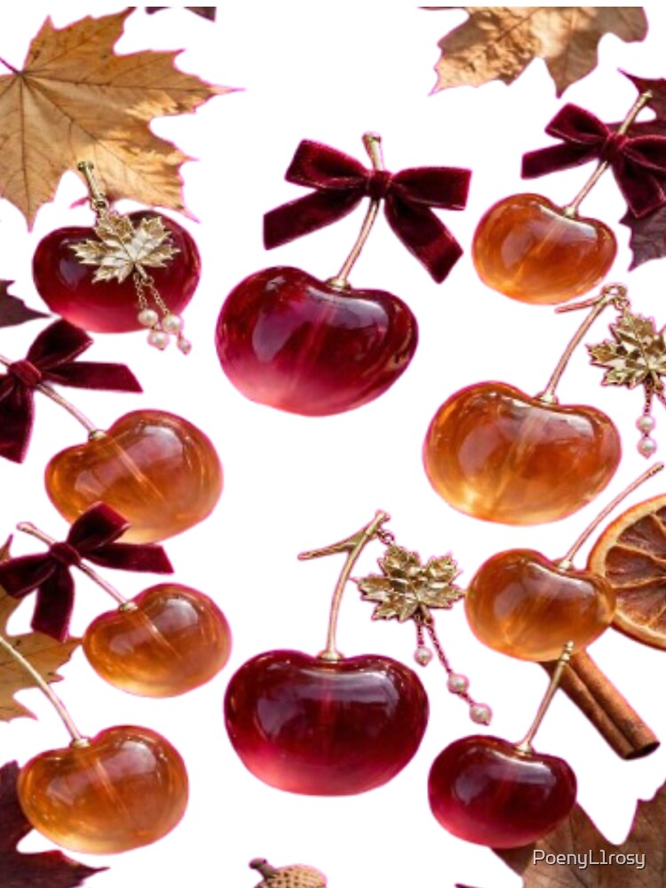 Autumn motif with cherries, spices and fallen leaves by PoenyL1rosy