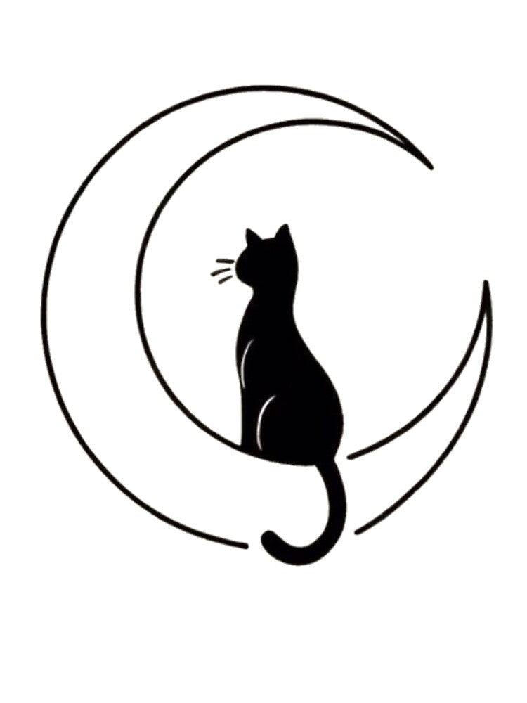 Black Cat Crescent Moon by The-SilentPlace