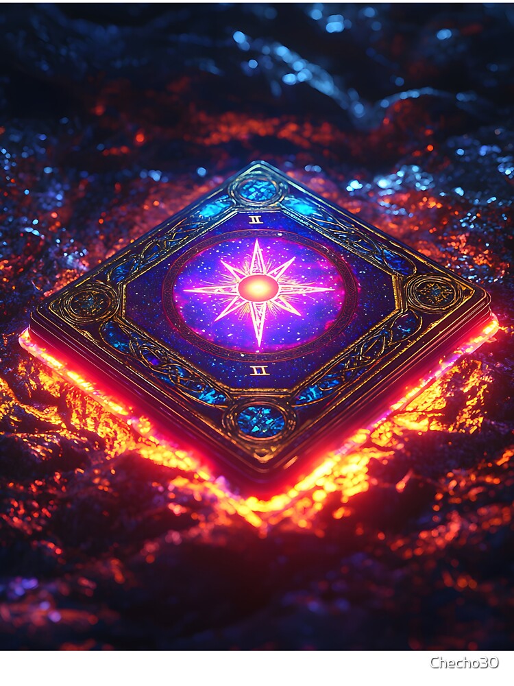 Mystical Tarot Card, 3d Render, Vibrant Multicolor Holographic by Checho30